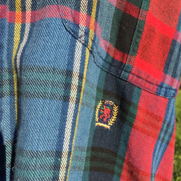 Vintage Tommy Hilfiger Crest Logo  Flannel Shirt L - Picture 4 of 7